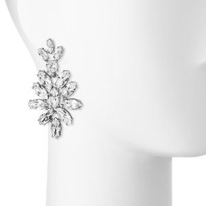 Oscar de la Renta Navette Crystal Drop Clip Earrings